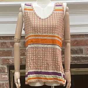 90s Vintage Ascend sleeveless orange and cream top / L / Excellent condition